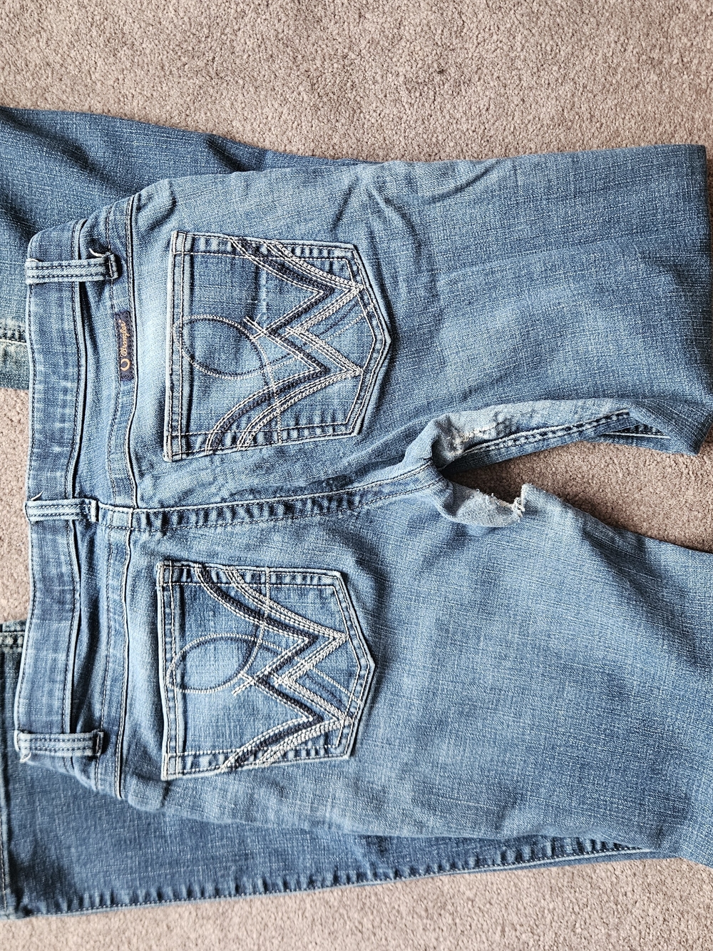 Womens Blue Denim Jeans with Embroidered Back Pockets